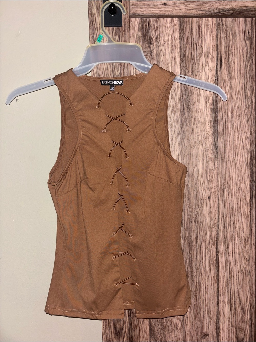 Fashion Nova Chestnut Lace-Up Racerback Tank